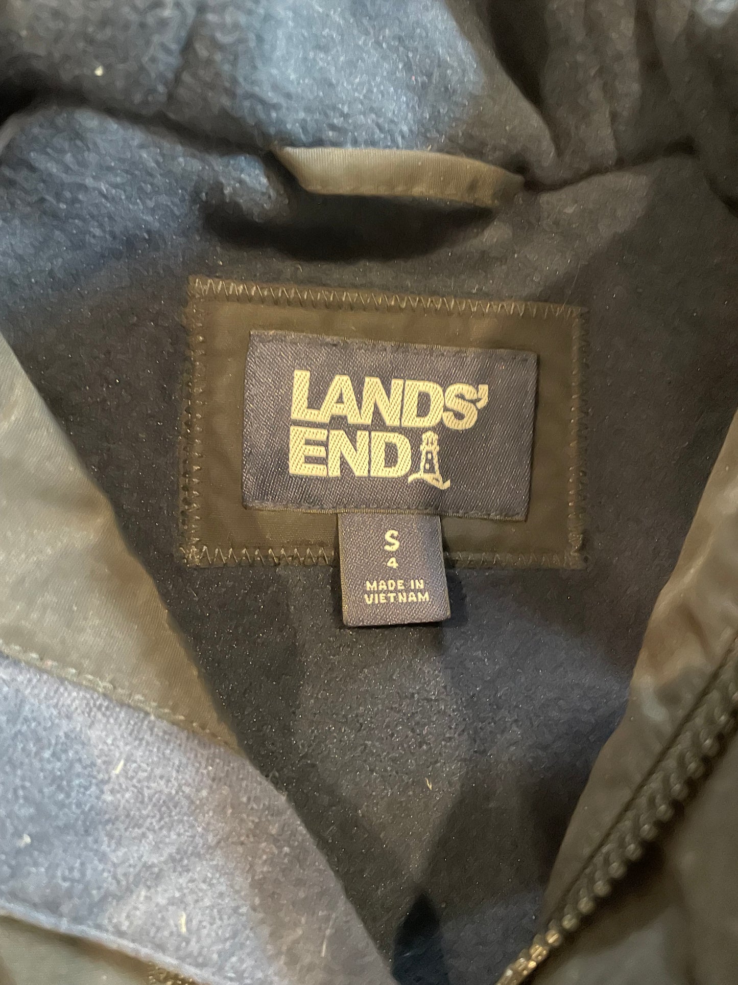 #199 Boys Lands End black winter coat size 4 EUC WORN ONCE