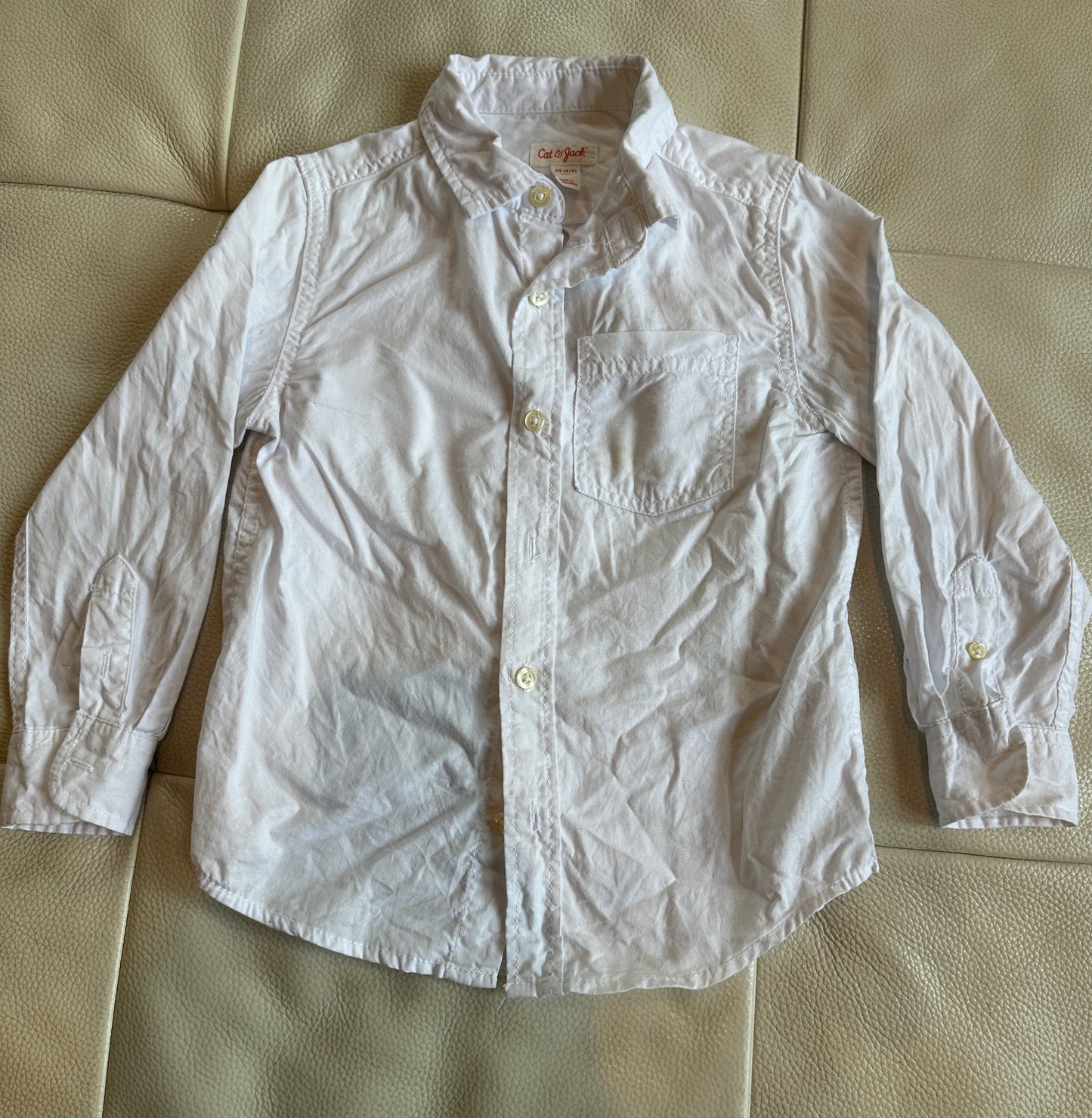 #43 cat & jack white button up size 4/5 xs