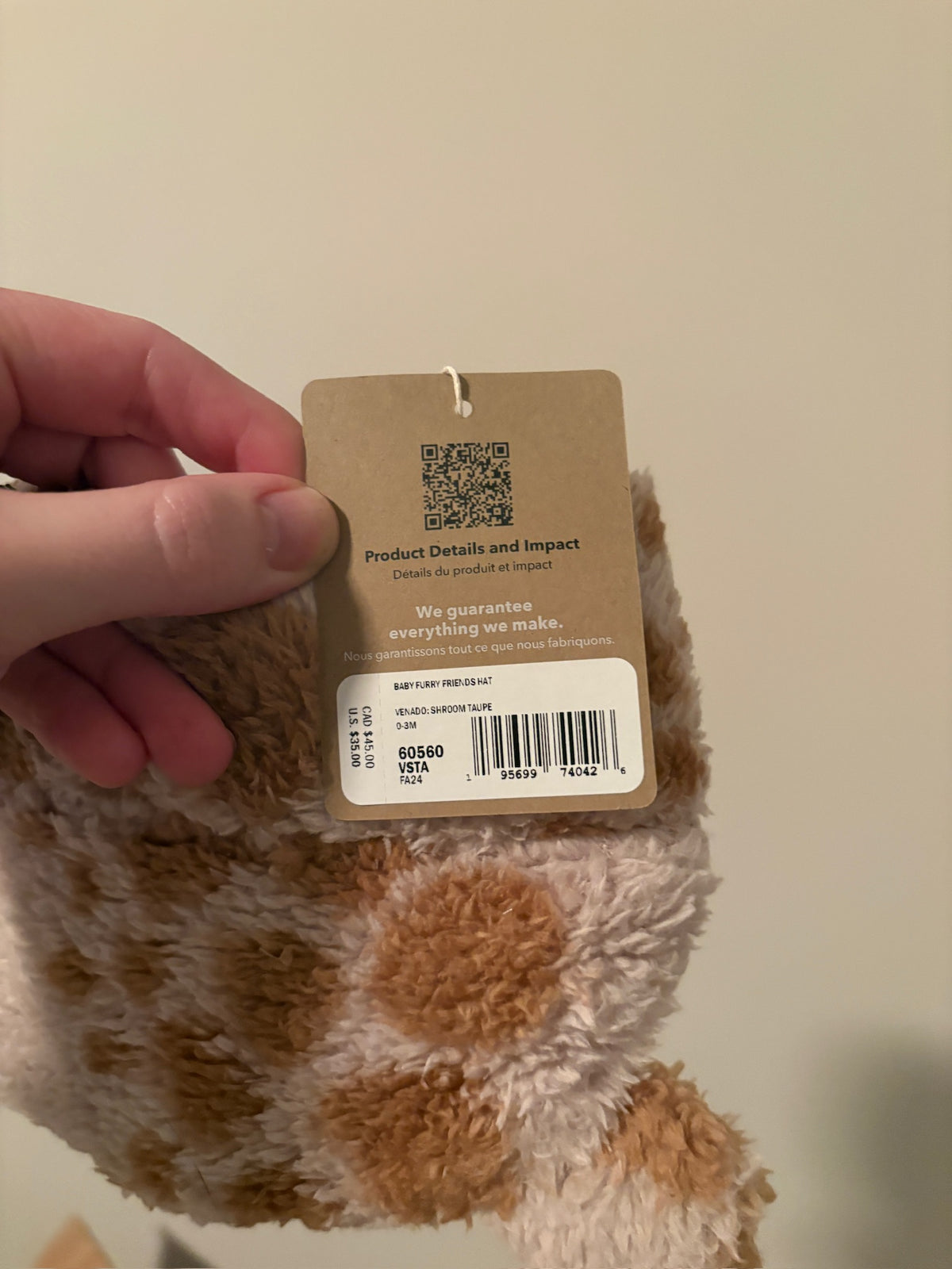 Seller #105 - Size 0-3 Months Fuzzy Patagonia Hat NWT