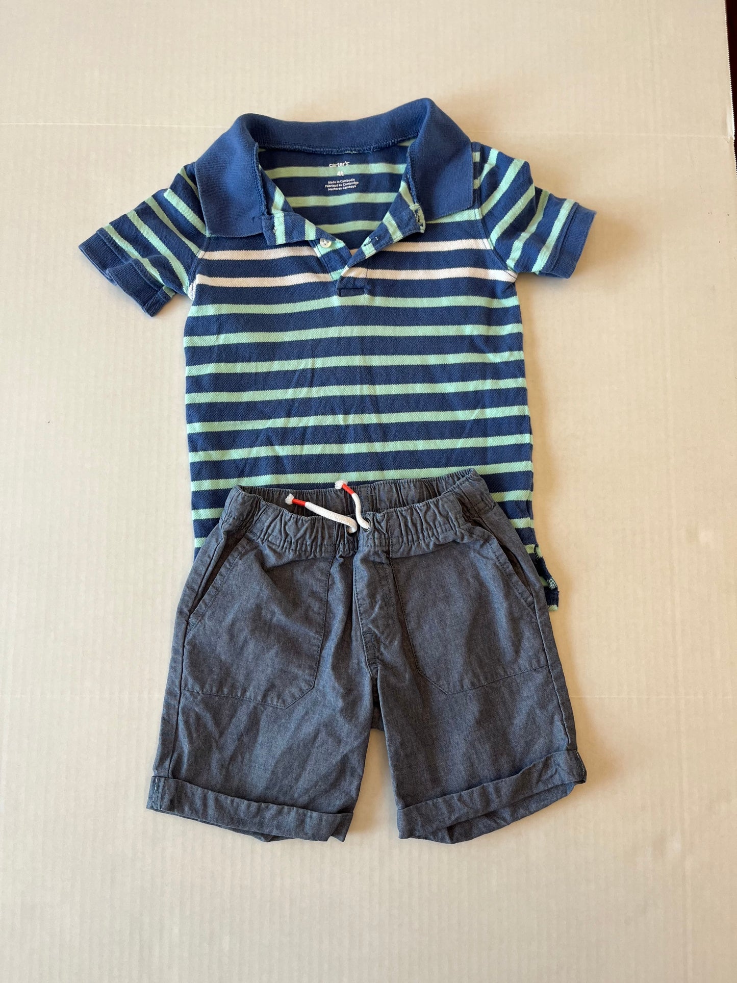Carter’s golf shirt and cat and Jack shorts size 4T PPU Mariemont