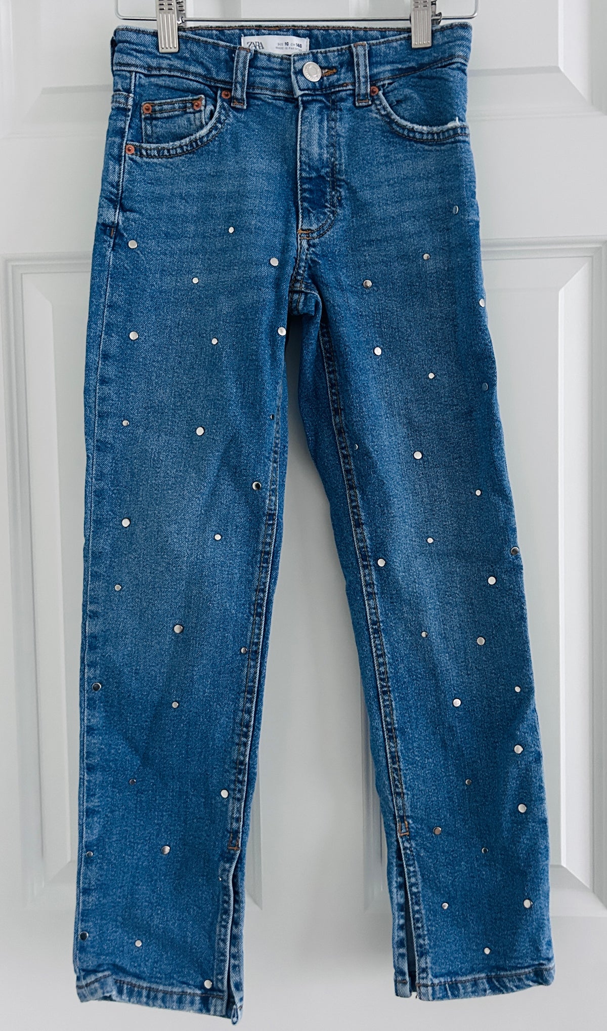 #15 Zara 10Y (THE COOLEST) Studded Jeans with Slits and Adjustable Waist