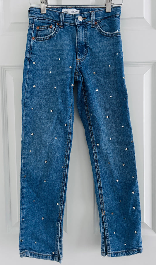 #15 Zara 10Y (THE COOLEST) Studded Jeans with Slits and Adjustable Waist