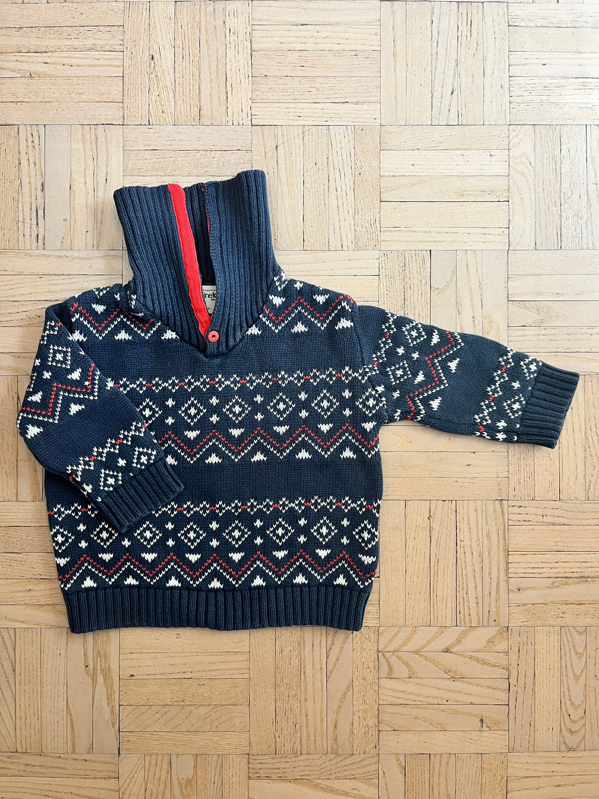 #195 Boys Oshkosh 12 month navy holiday sweater
