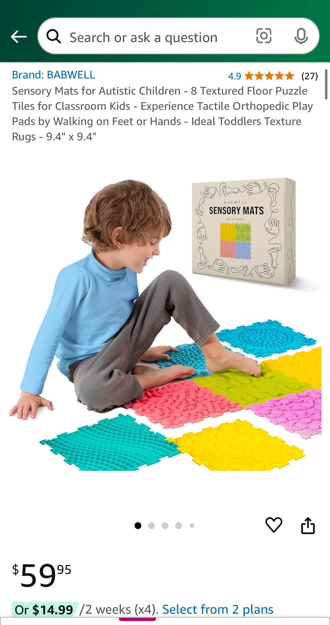 #15 New in box 8-Piece Sensory Mat Set