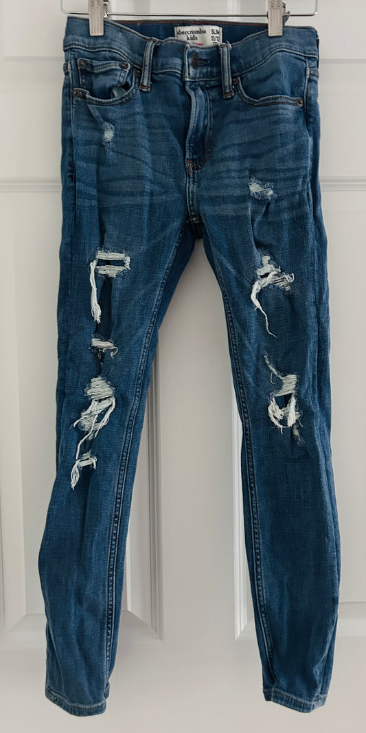 #15 Abercrombie 11/12 SLIM Ripped Jeans with Adjustable Waist