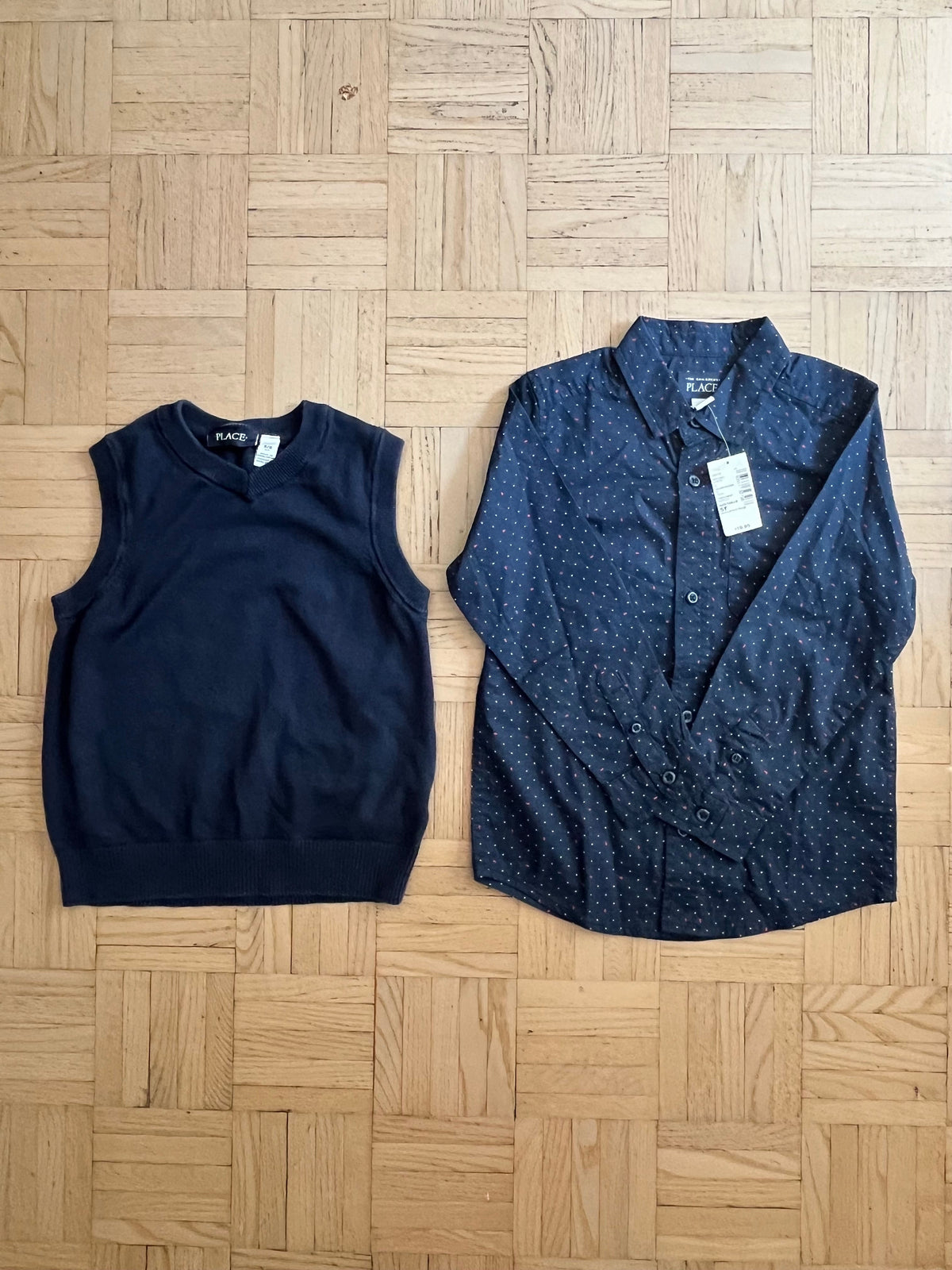 #195 NWT Boys 5T Children’s Place Navy Button Down with Navy 5/6 Vest