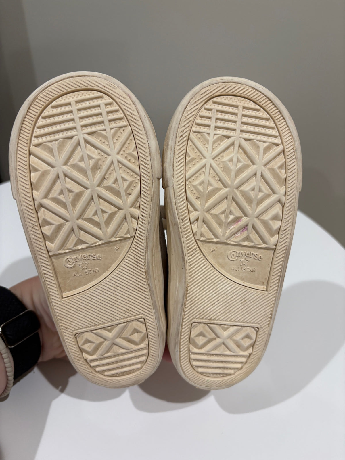Seller #105 - Size 9c Girls Tan Metallic Suede Converse GUC