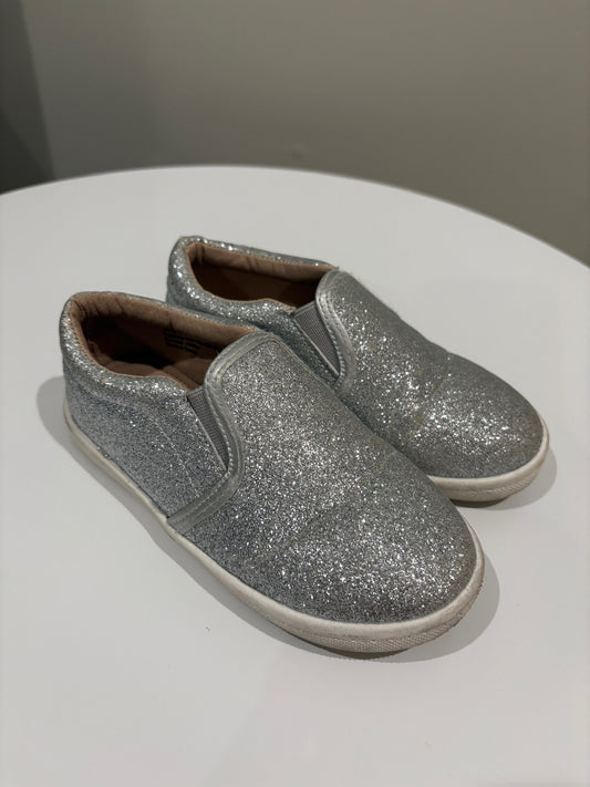 Seller #105 - Size 10c Girls Silver Sparkle Tiny Toes Nation Slip on Shoes GUC