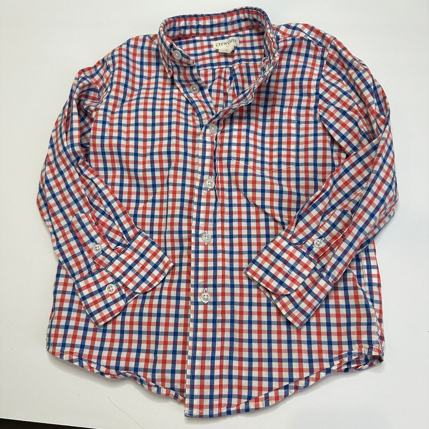 #162 Crewcuts blue and red plaid top 2t