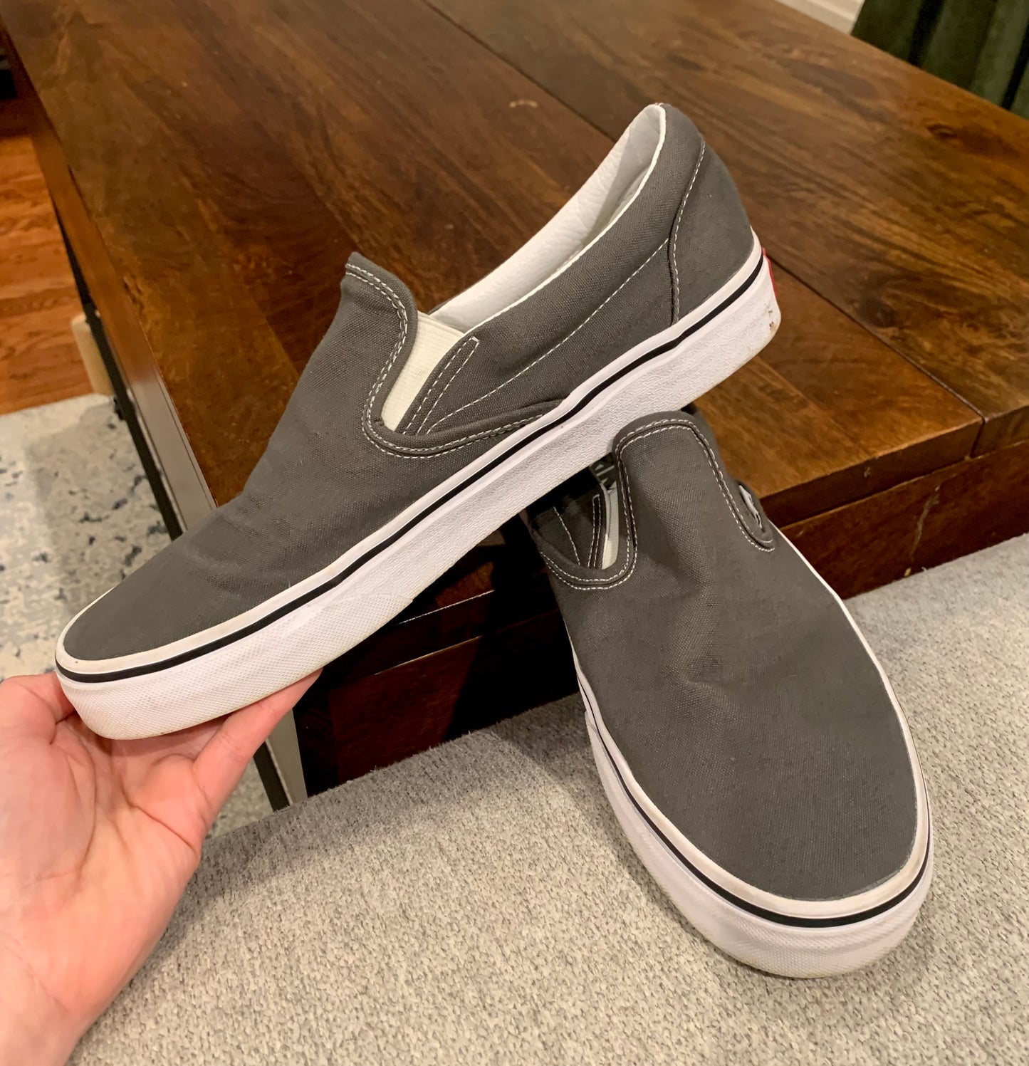 Men’s VANS size 10, Grey Slip-Ons, Rarely ever worn
