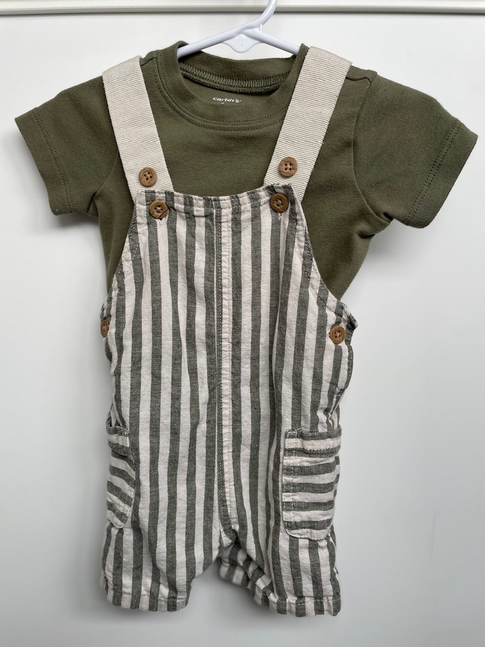 #68 Carter’s Green 2pc Romper, Boys, 6m