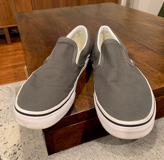 Men’s VANS size 10, Grey Slip-Ons, Rarely ever worn