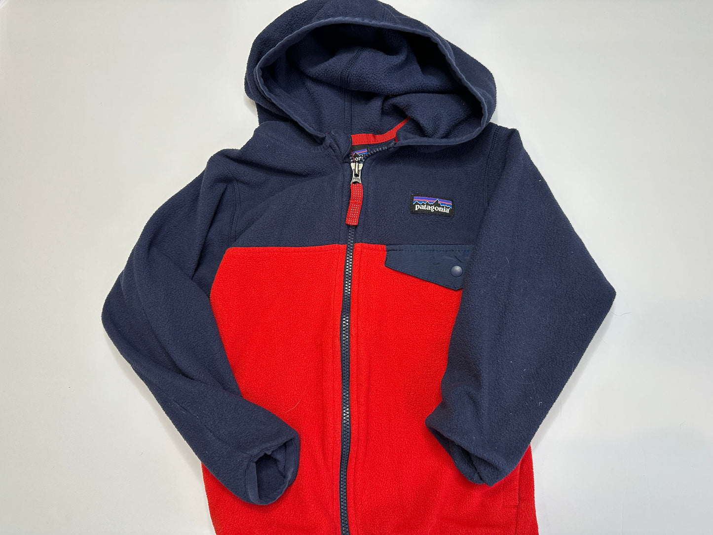 #162 Patagonia Blue & Red Zip Up Fleece Jacket 3t