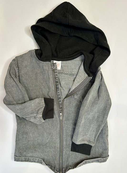 #162 Wonder Nation Gray Denim zip up hoodie 3t