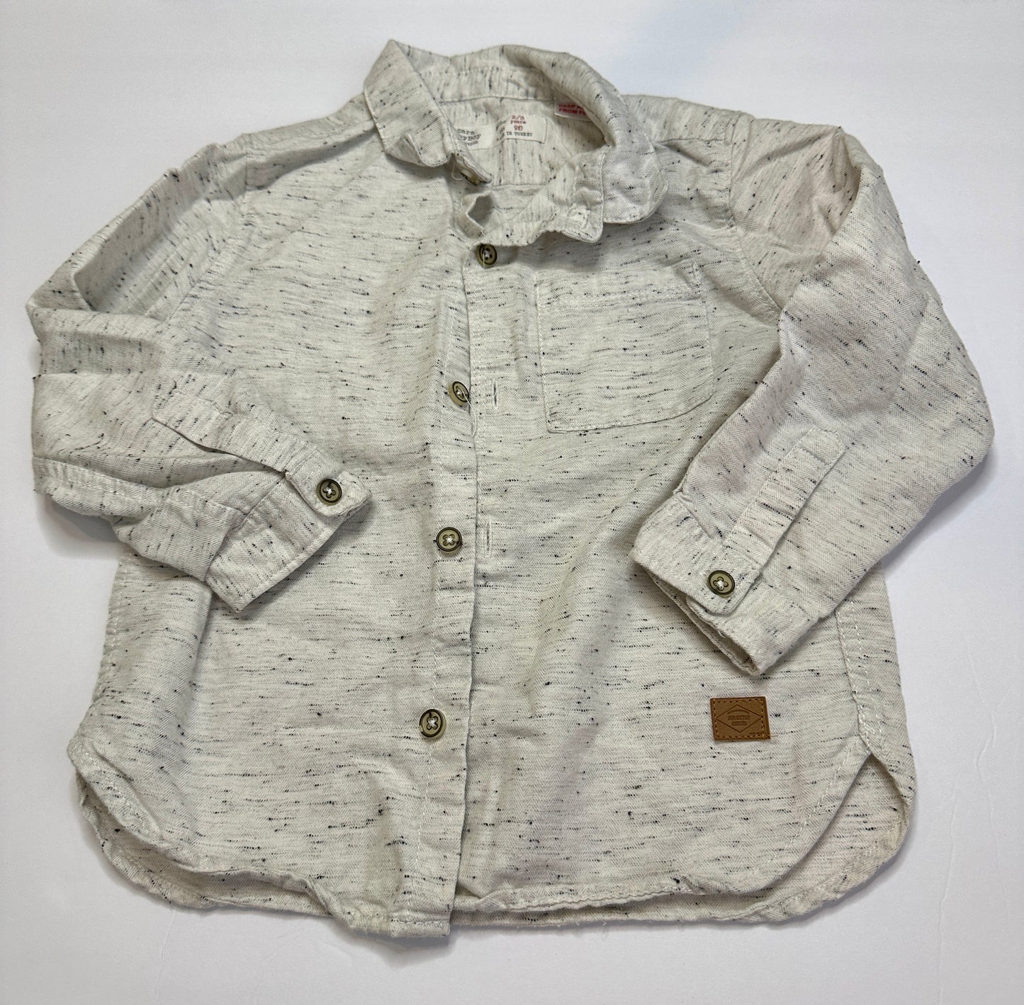 #162 Zara offwhite/gray button down shirt boys 2/3