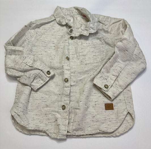 #162 Zara offwhite/gray button down shirt boys 2/3