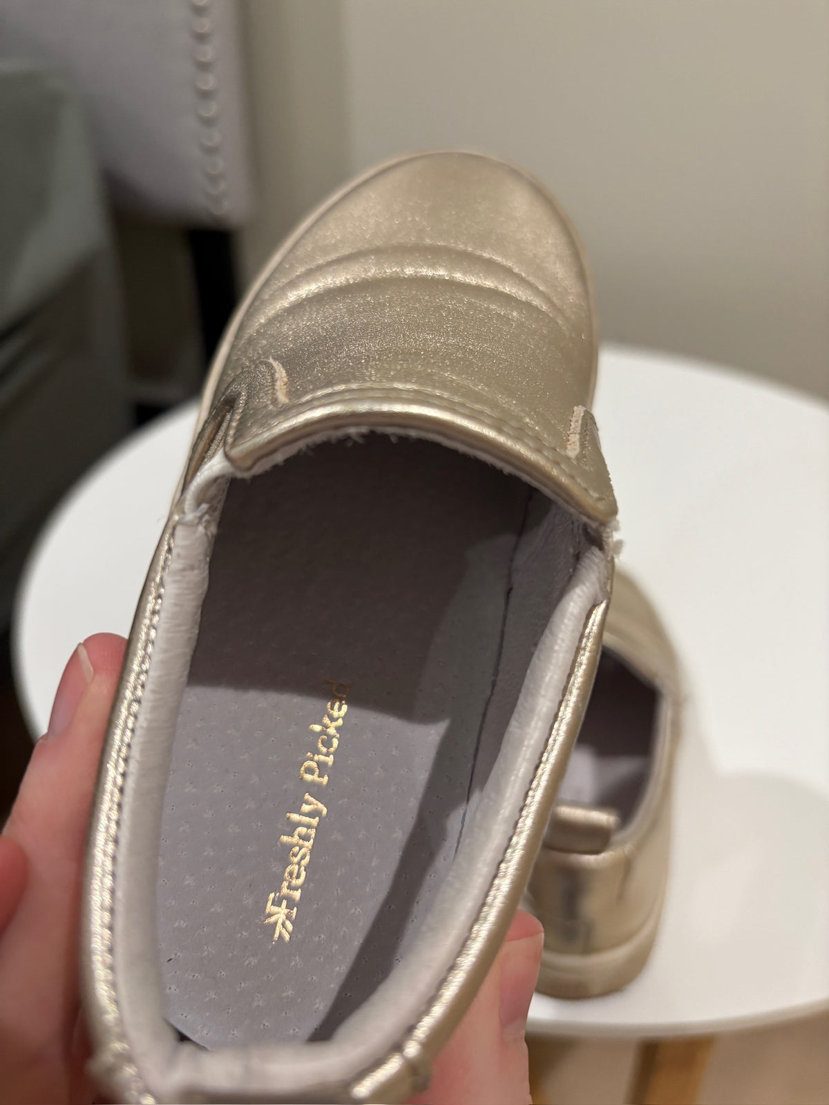 Seller #105 - Size 9c Girls Freshly Picked Metallic Slip On Shoes GUC