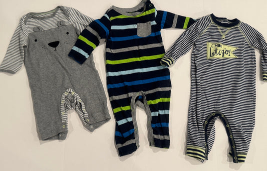 #187 Boys 3-6m Mixed Brands Footless Rompers