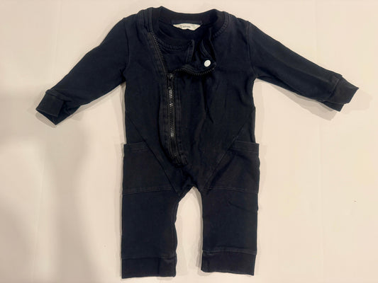 #187 Boys Earth Baby 3-6m Black Romper