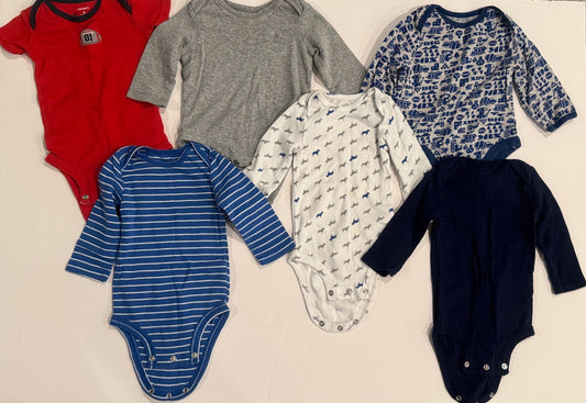 #187 Boys 3-6m/6m Mixed Brands Onesies (6)