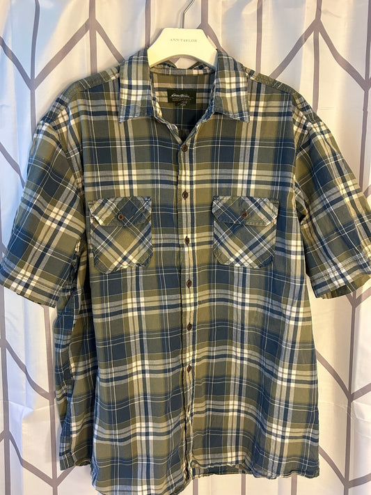 Reduced! Seller #18 Eddie Bauer green plaid shirt men’s size tall XL
