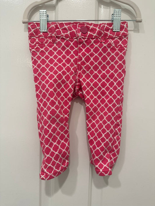 #85 REDUCED Baby Gap Pink White quatrefoil Jeans, Infant girls 12-18m