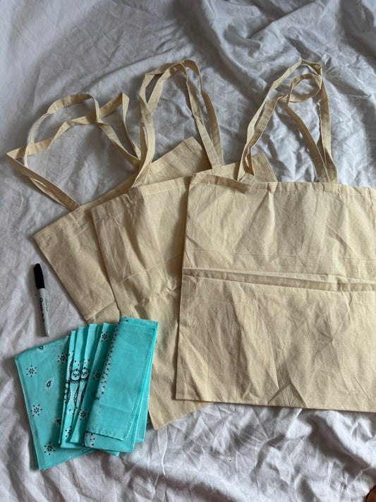 Seller #22 - 3 canvas totes & 3 bandanas - NEW