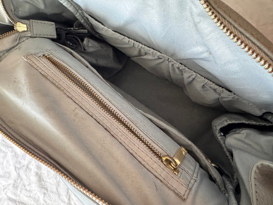 Seller #22 - Freshly Picked gray leather diaper bag - GUC