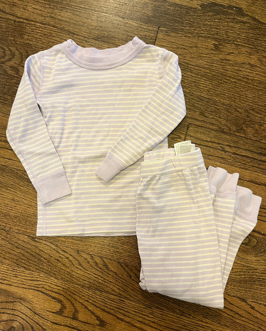 #7 Hanna Andersson Pajamas 3T Moon and Back Purple and white stripes