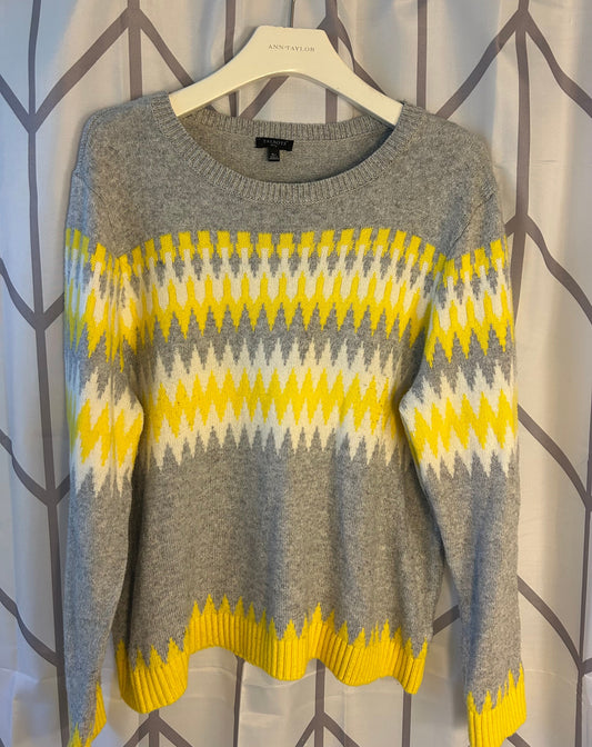 Reduced - Seller #18 Talbots gray yellow sweater size XL