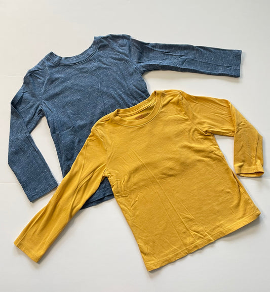 #121 Boys 5 Set of two solid shirts, blue and yellow, VGUC