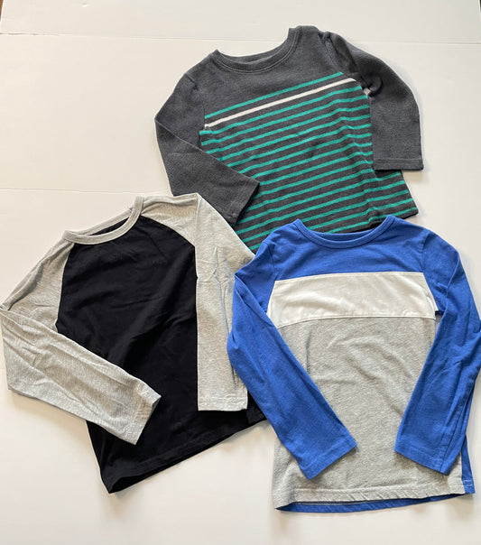 #121 Boys 5 Set of 3 shirts stripes and raglan, VGUC