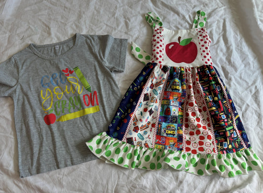 Seller #22 - Back to School shirt and dress - boutique - size 3T-5T - LIKE NEW