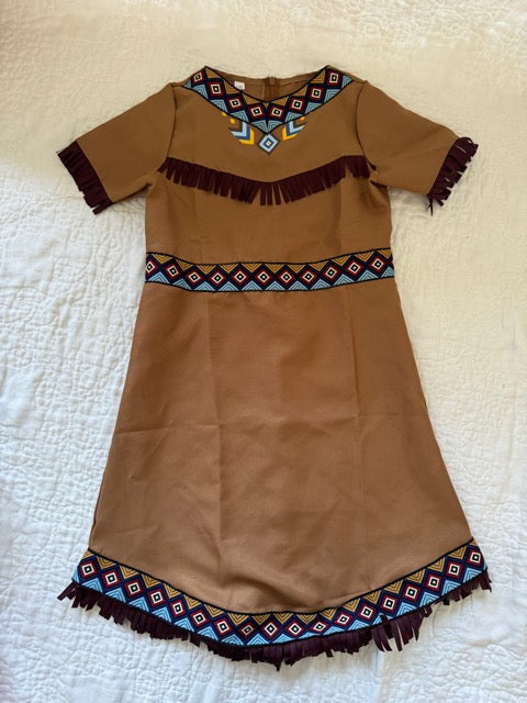 #35 GIrls Native American Dress Up Costume, size 130 (appx 8-9)