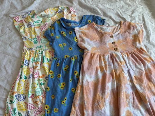 Seller #22 - 3 girls’ cotton t-shirt dresses - size 5T - GUC