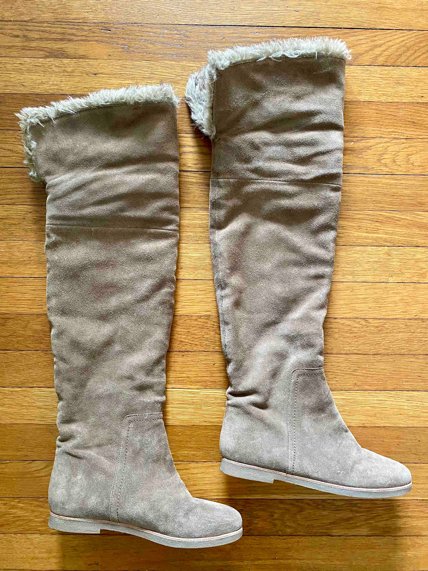 #95B EUC Sam Edelman "Orlando" Over the Knee Leather Suede/Faux Fur Boots, Women’s Size 7