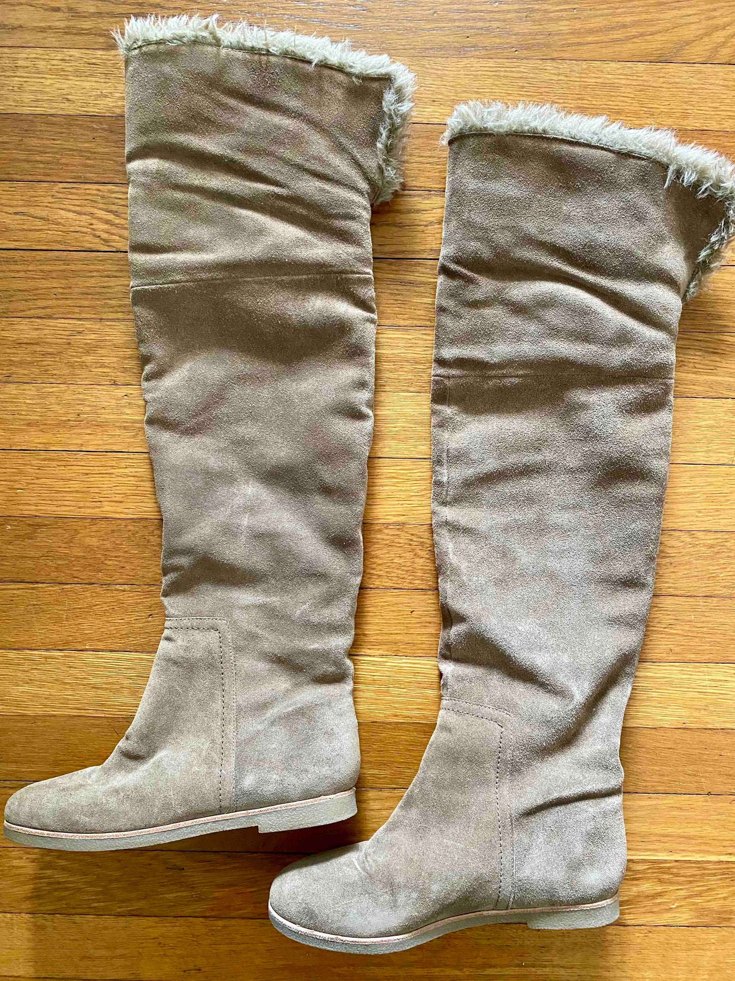 #95B EUC Sam Edelman "Orlando" Over the Knee Leather Suede/Faux Fur Boots, Women’s Size 7