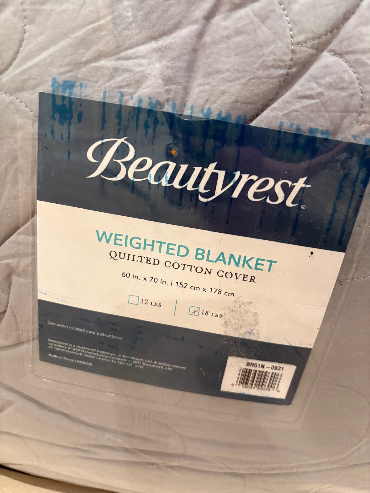 Seller #105 - Gray Beautyrest Weighted Blanket VGUC