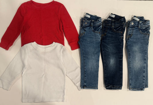 #187 Boys 2T Cat & Jack Shirts and Gymboree Skinny Jeans Basics Bundle