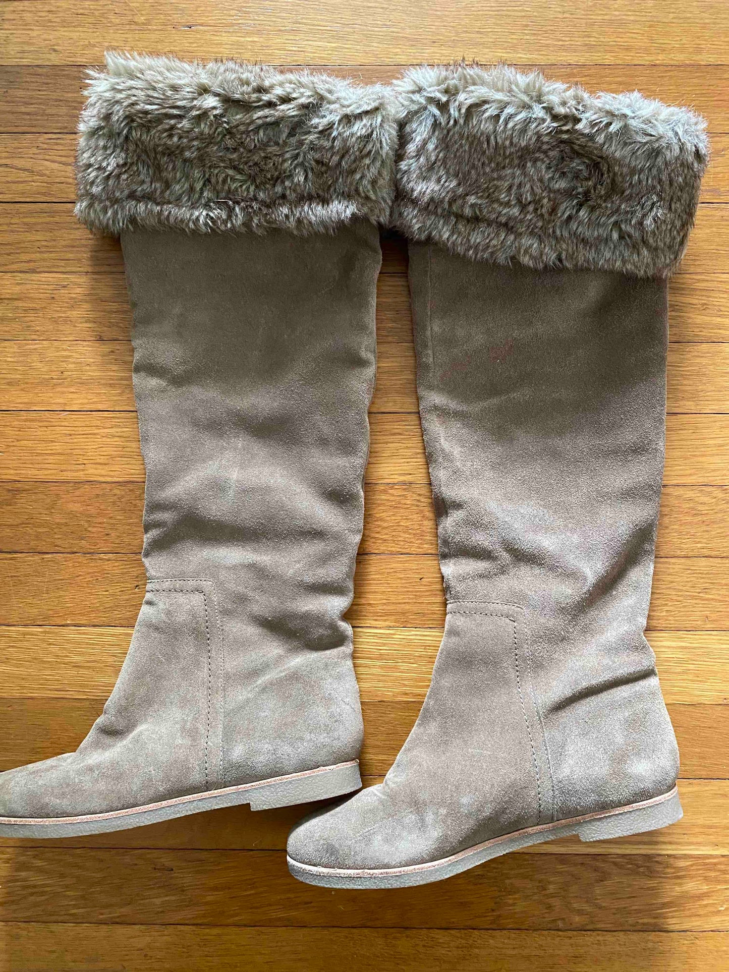 #95B EUC Sam Edelman "Orlando" Over the Knee Leather Suede/Faux Fur Boots, Women’s Size 7