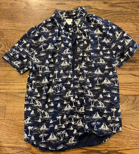 #7 Crewcuts size 12 Navy Nautical Button Up Shirt