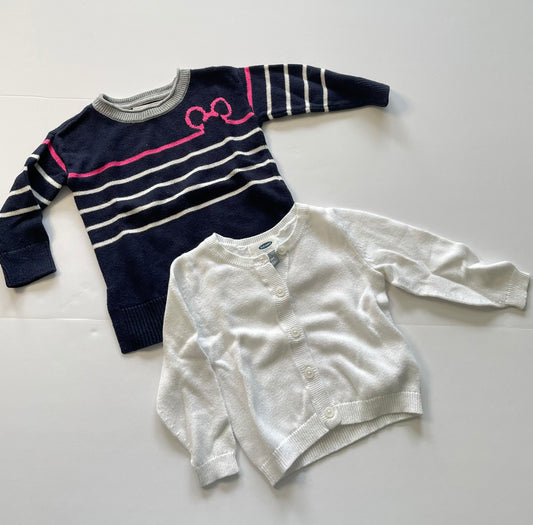 #121 Girls 12-18M set of two sweaters, including Disney Minnie Mouse, VGUC