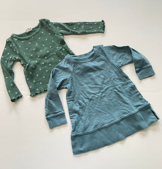#121 Girls 12-18M set of two shirts, including tunic length Primary, VGUC
