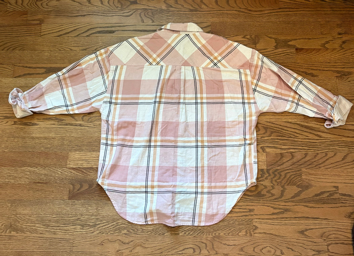 #74 REDUCED ZSupply Blush Pink Plaid Button Down - M