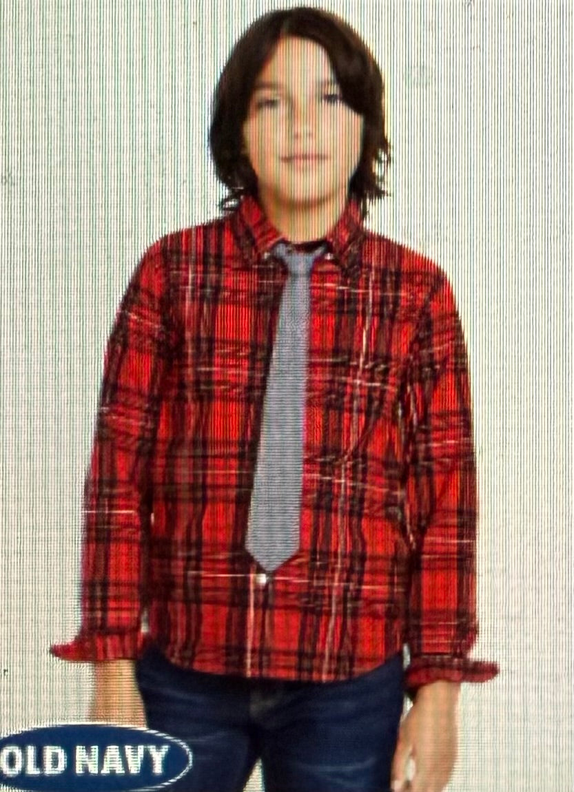 #141 Boys Medium 8 Old Navy Red Plaid Button Down and Tie Bundle