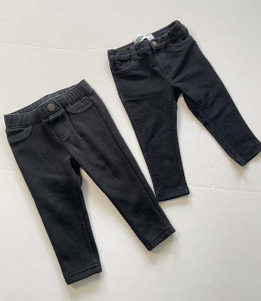 #121 Girls 18M set of two jeggings, black, VGUC
