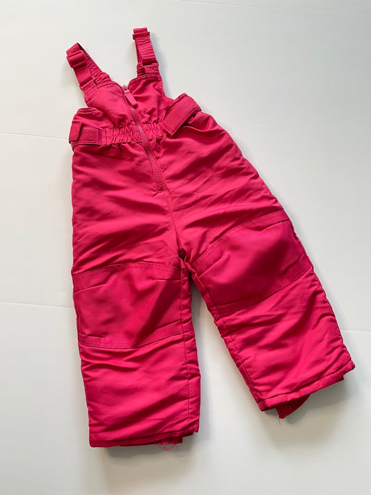#121 Girls 18M snow bibs, pink, VGUC