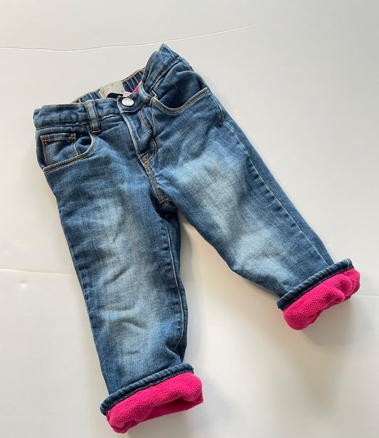 #121 Girls 18-24M Baby Gap fleece lined jeans, EUC