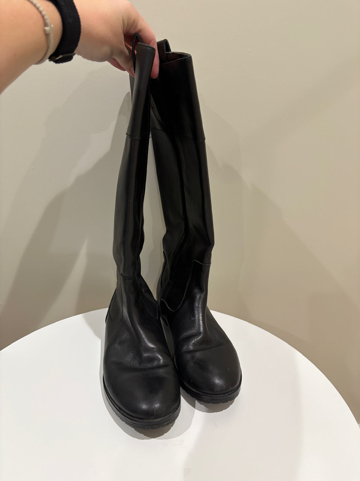 Seller #105 -  Size 8.5 Women's Black Leather Ralph Lauren Riding Boots GUC - See Photos