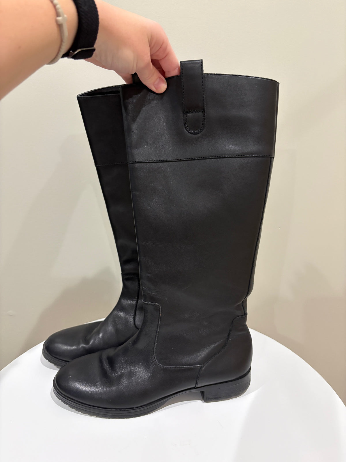 Seller #105 -  Size 8.5 Women's Black Leather Ralph Lauren Riding Boots GUC - See Photos